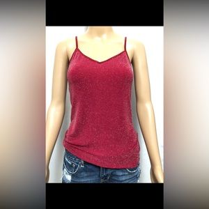 Express; Red shimmer tank top.